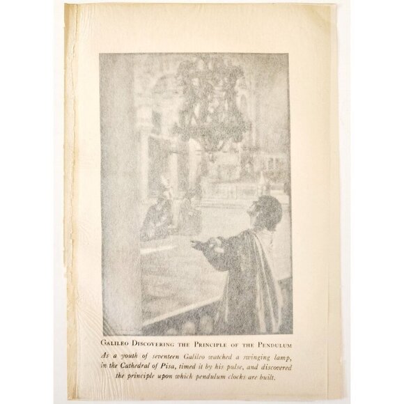 1919 Galileo Pendulum Pisa Photogravure Time Telling Through Ages Print DWSS24 - Picture 3 of 3